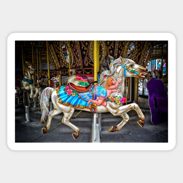 Carousel Merry Go Round Horse Sticker by JimDeFazioPhotography